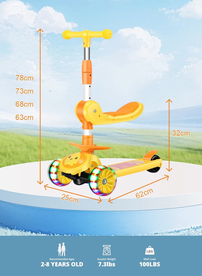 Sharpdo 3 in 1 Kids Kick Scooter, with Flashing Wheel and Adjustable Height, Foldable Scooter Outdoor Activities, for 2-12 Year Boys and Girls - Image 5